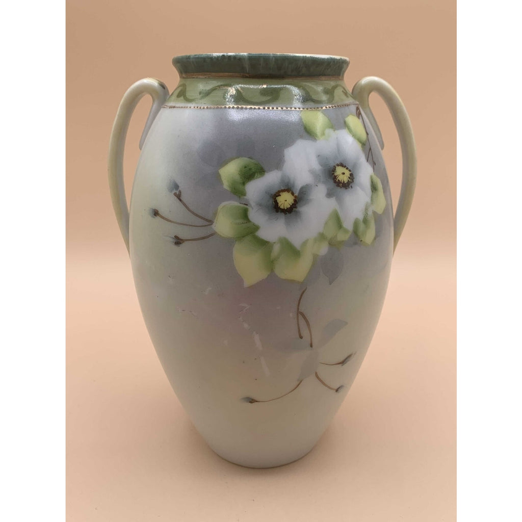Antique 1911 Rare Morimura Brothers Nippon Floral 2-Handled Porcelain Vase With
