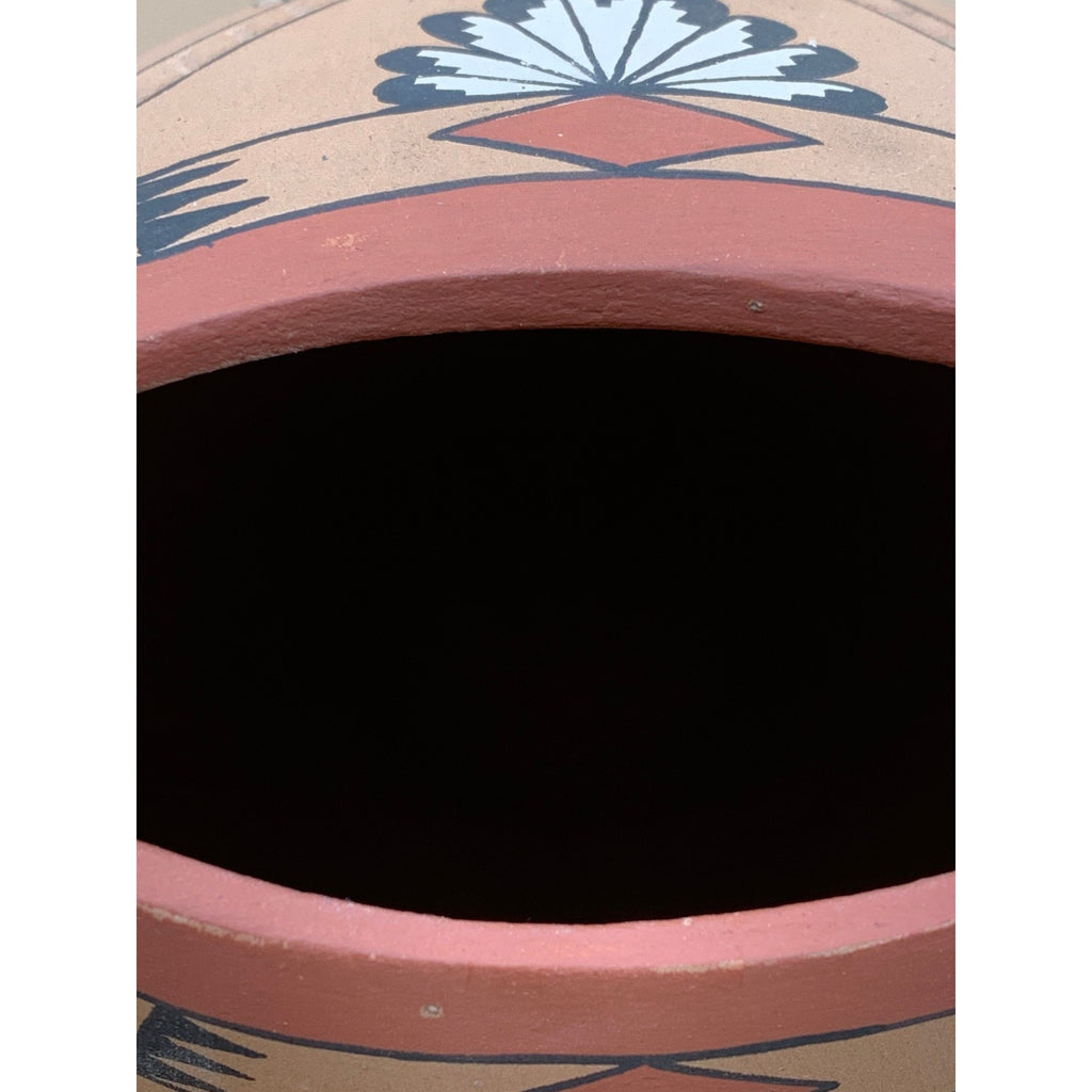 Vintage Signed Clemente Toledo Hand Painted Vase with Embedded Ornate Turquoise