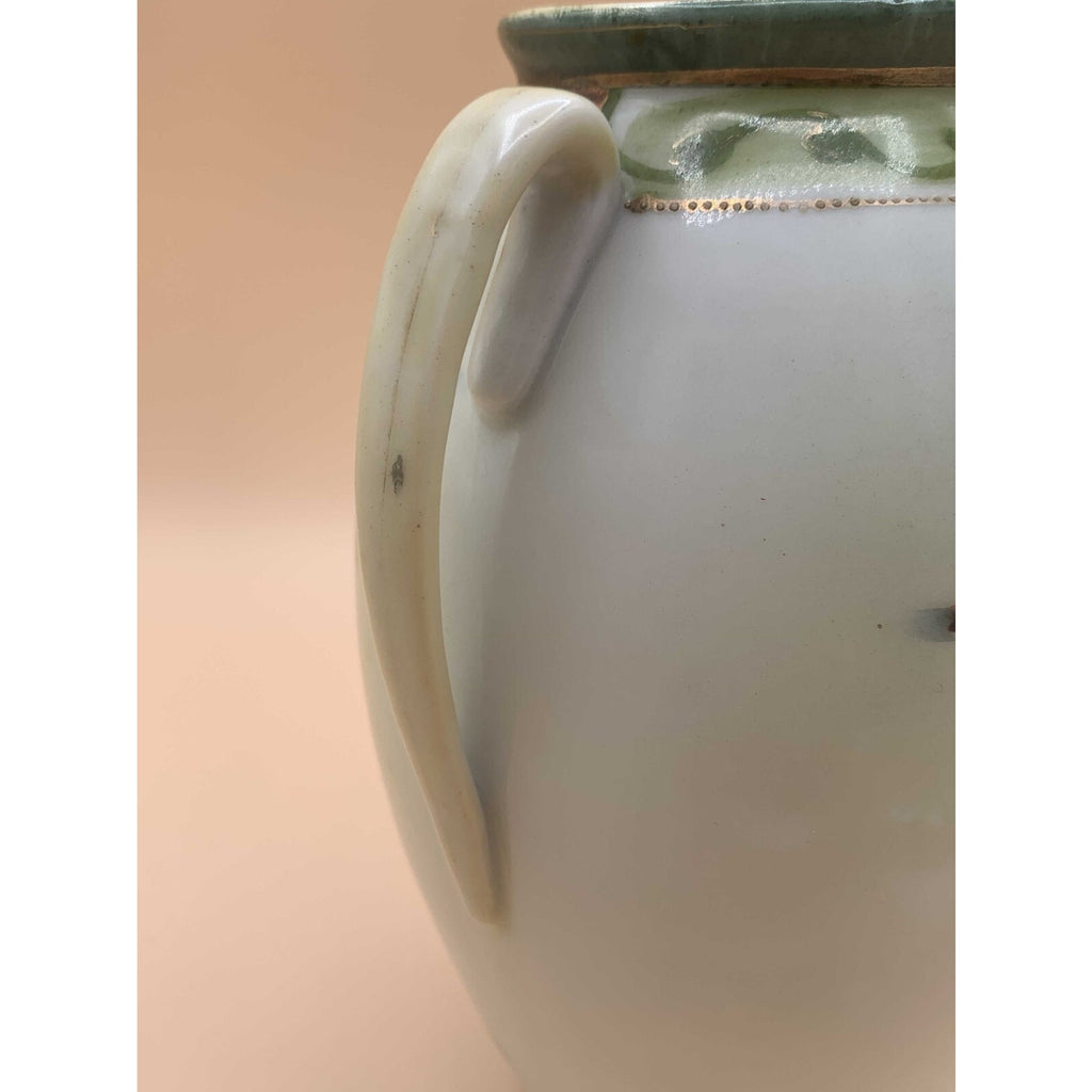 Antique 1911 Rare Morimura Brothers Nippon Floral 2-Handled Porcelain Vase With