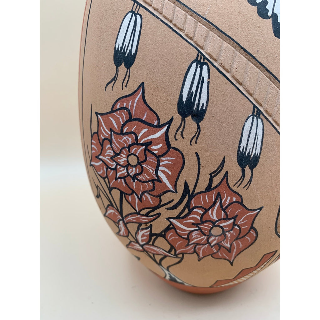 Vintage Signed Clemente Toledo Hand Painted Vase with Embedded Ornate Turquoise