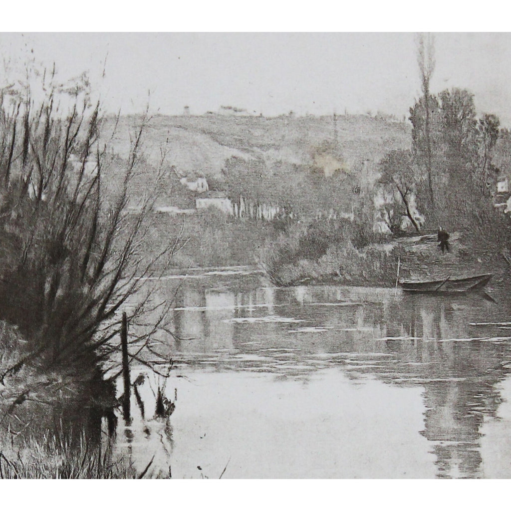 Antique Signed and Dated Photogravure “Hailing The Ferryman” by Ridgeway Knight