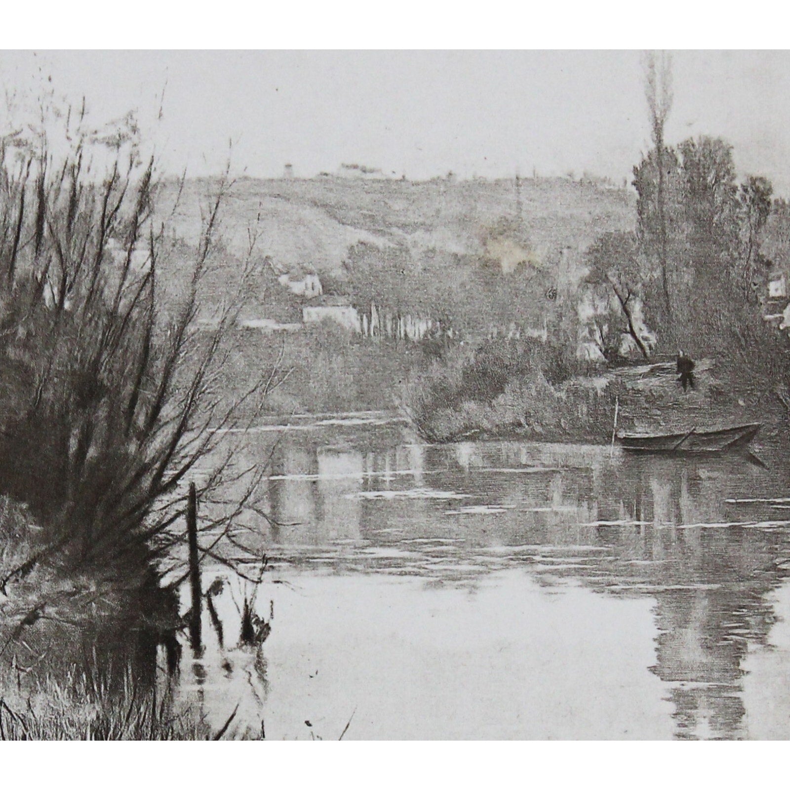 Antique Signed and Dated Photogravure “Hailing The Ferryman” by Ridgeway Knight