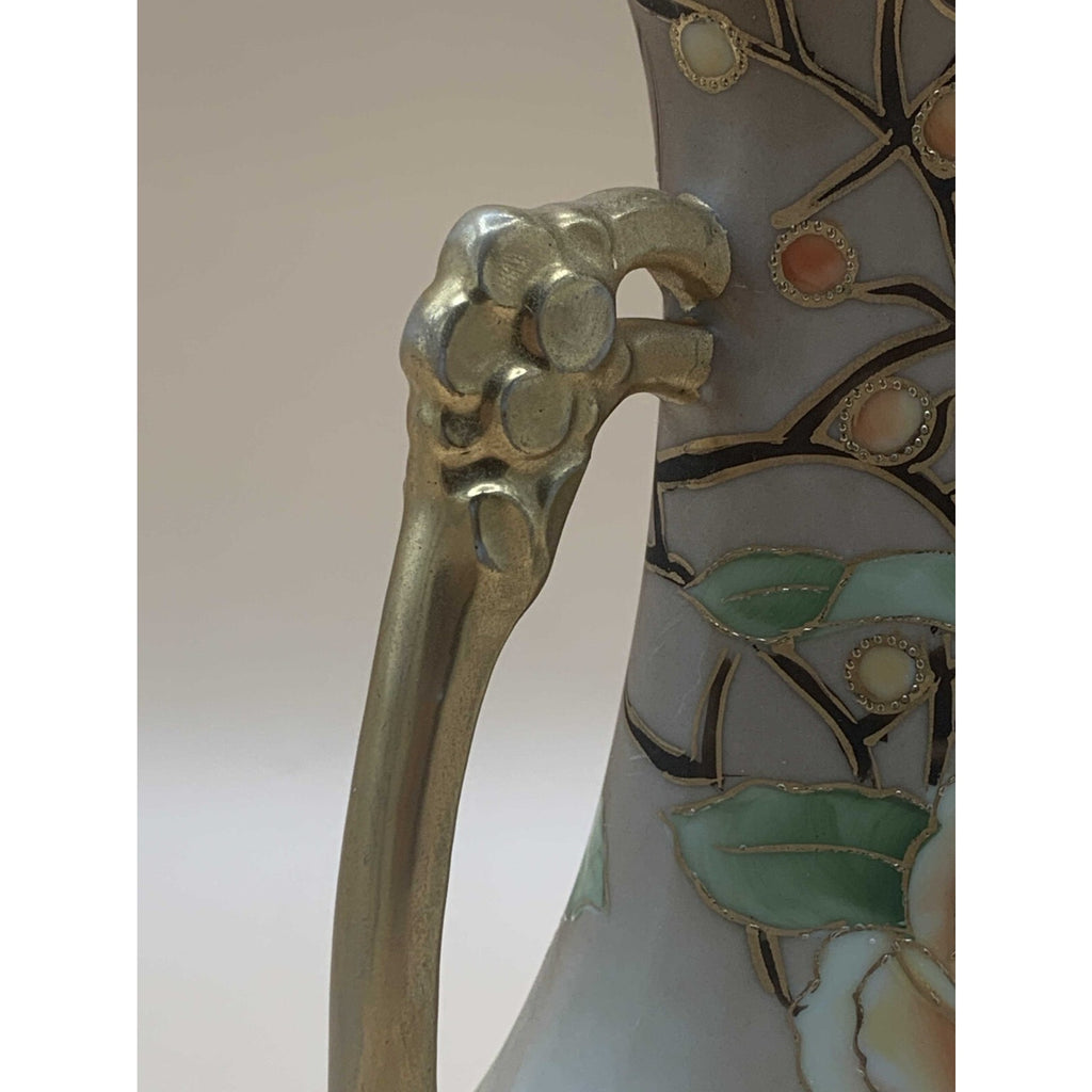Antique 1911 Rare Nippon Hand Painted Floral Design With Gilded Gold Handles and