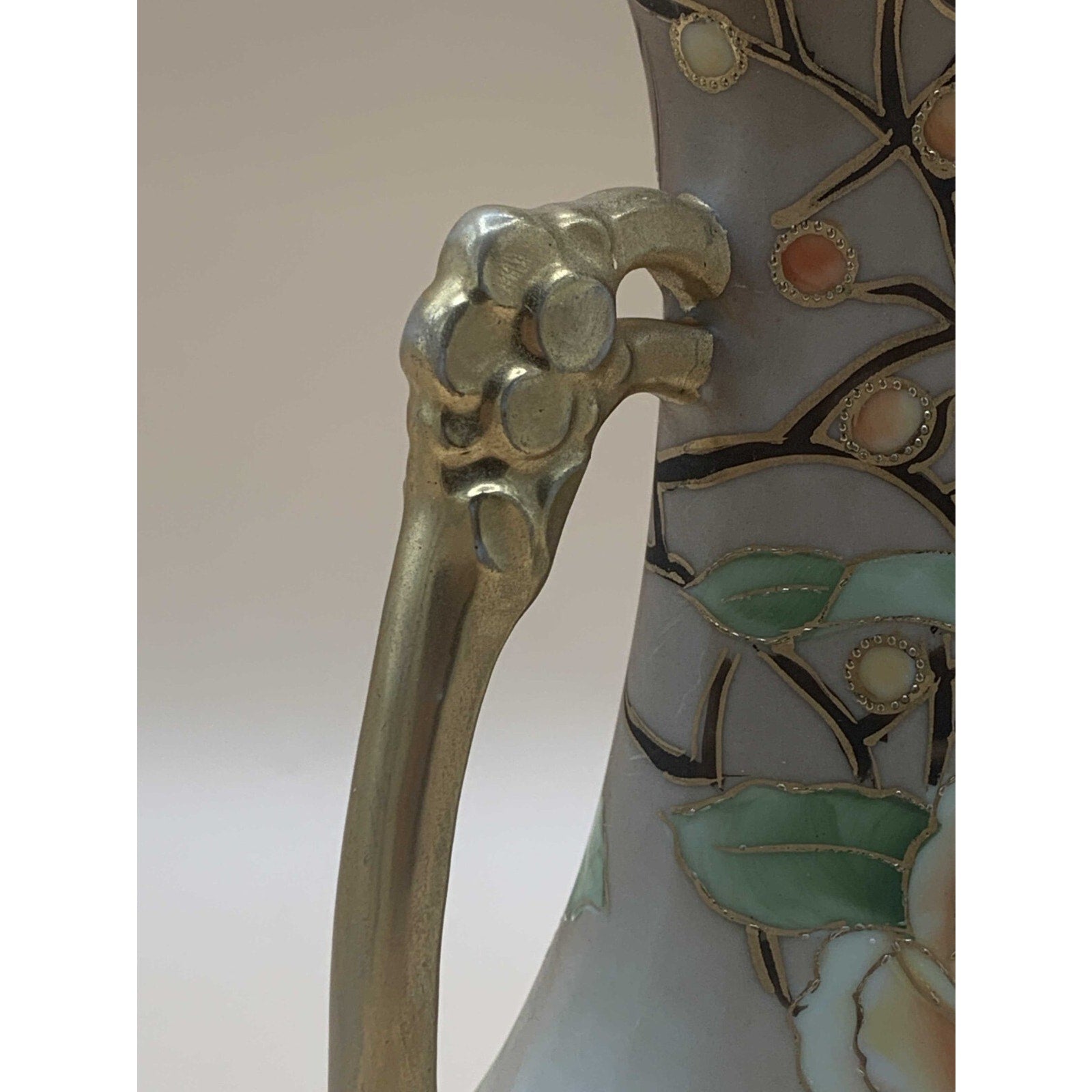Antique 1911 Rare Nippon Hand Painted Floral Design With Gilded Gold Handles and