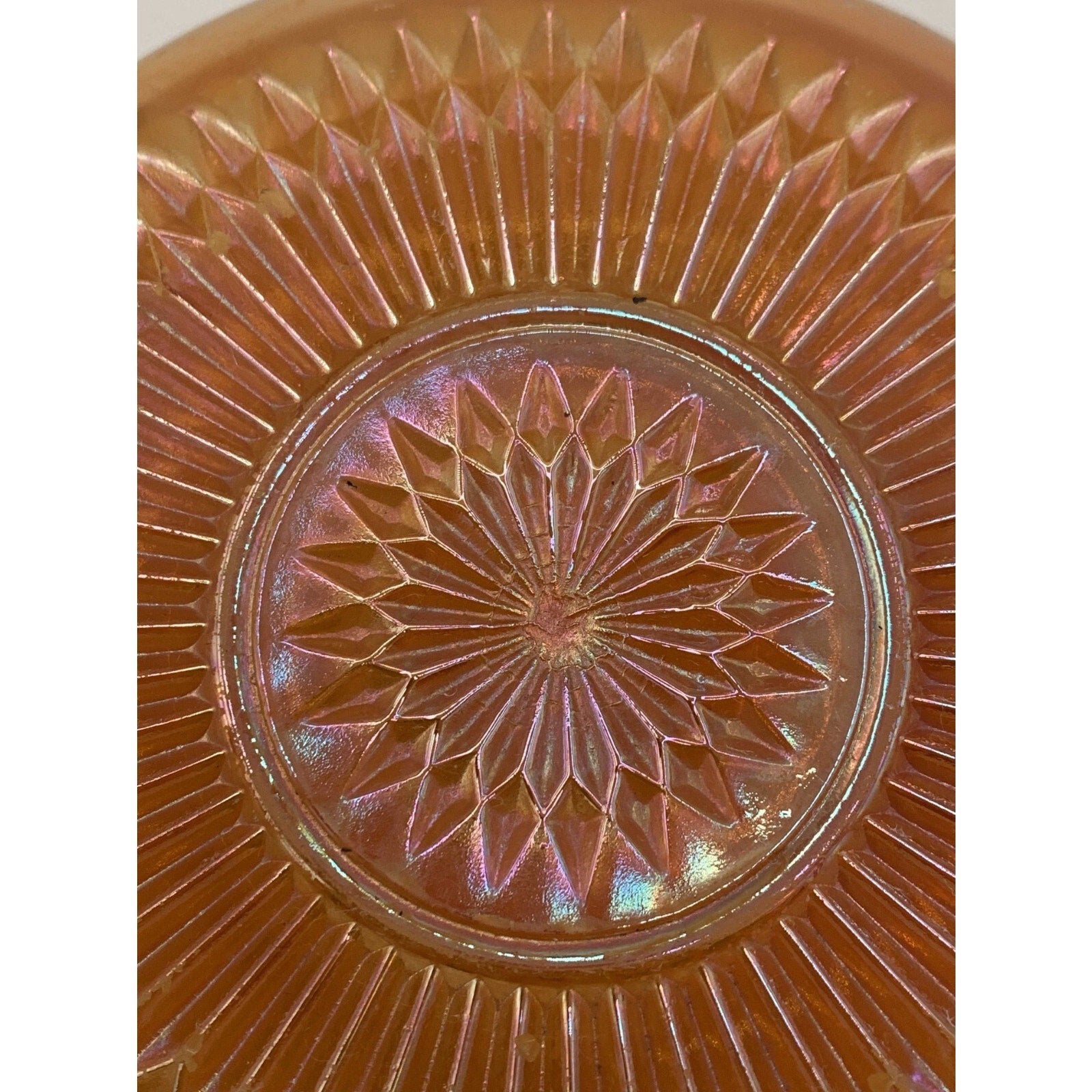 Vintage Jeanette Anniversary Marigold Carnival Glass Saucer - Or As A Replacemen