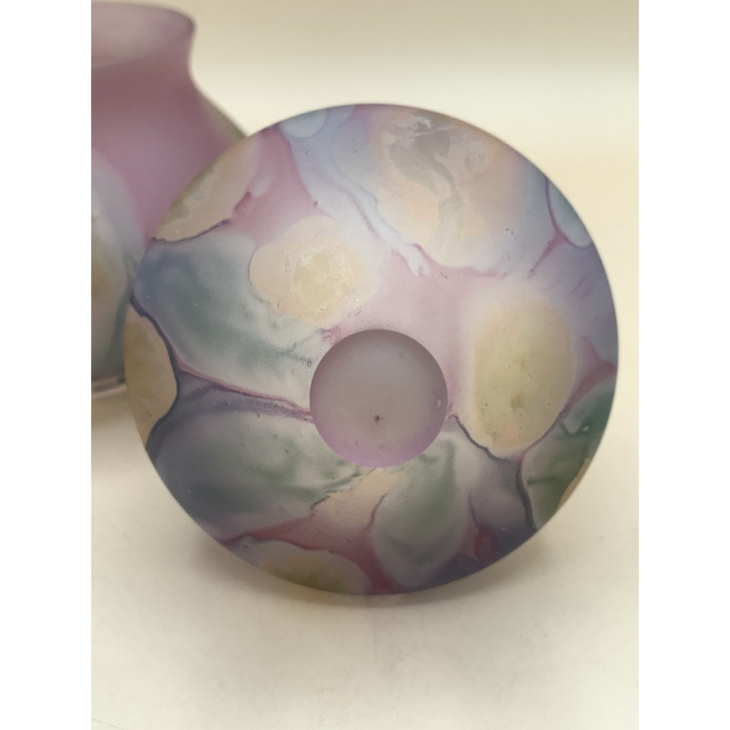 Rueven Art Nouveau Glass Hand Painted Covered Candy Dish