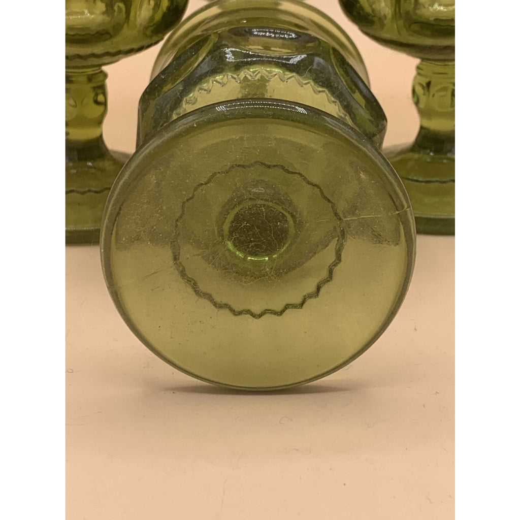 Set of 4 Vintage Indiana Carnival Glass Kings Crown Thumbprint Stemmed Glass Avo