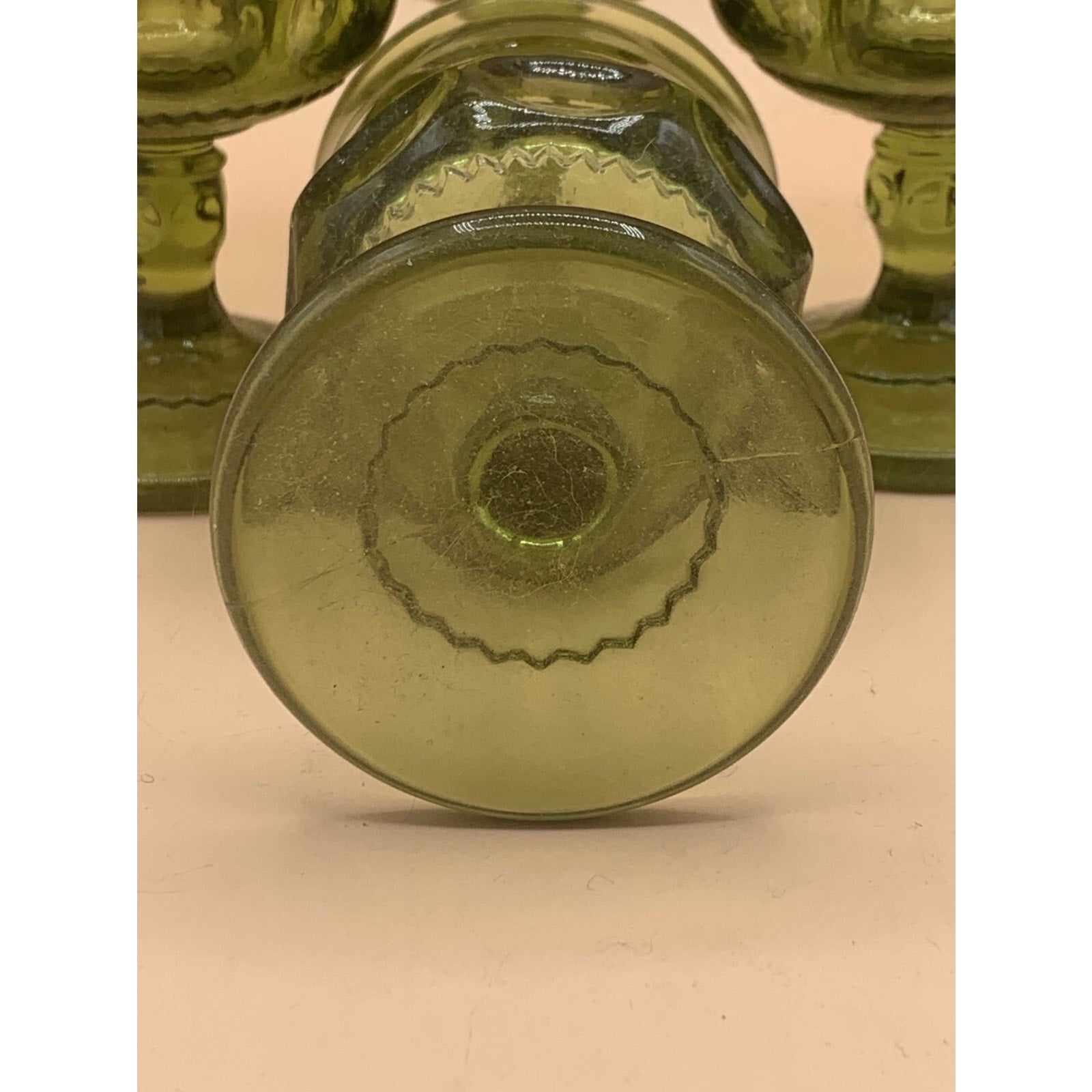 Set of 4 Vintage Indiana Carnival Glass Kings Crown Thumbprint Stemmed Glass Avo