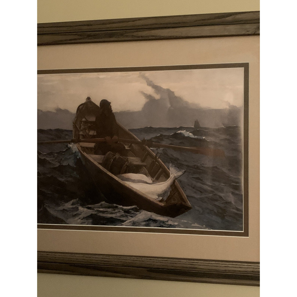 “Nebelwarnung” (The Fog Warning) by Winslow Homer Fisherman Painting Vintage Pri