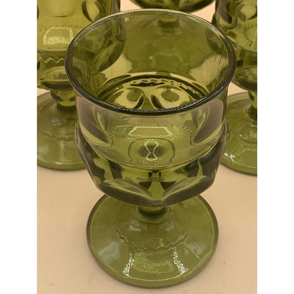 Set of 4 Vintage Indiana Carnival Glass Kings Crown Thumbprint Stemmed Glass Avo