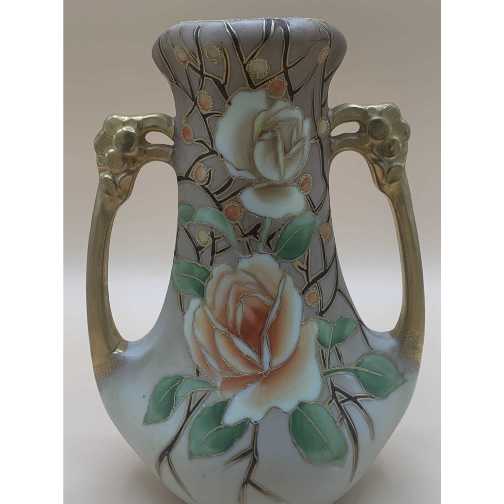 Antique 1911 Rare Nippon Hand Painted Floral Design With Gilded Gold Handles and