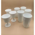 Vintage Sets of Paneled Grape and Leaves Pattern Milk Glass Goblets and Glasses