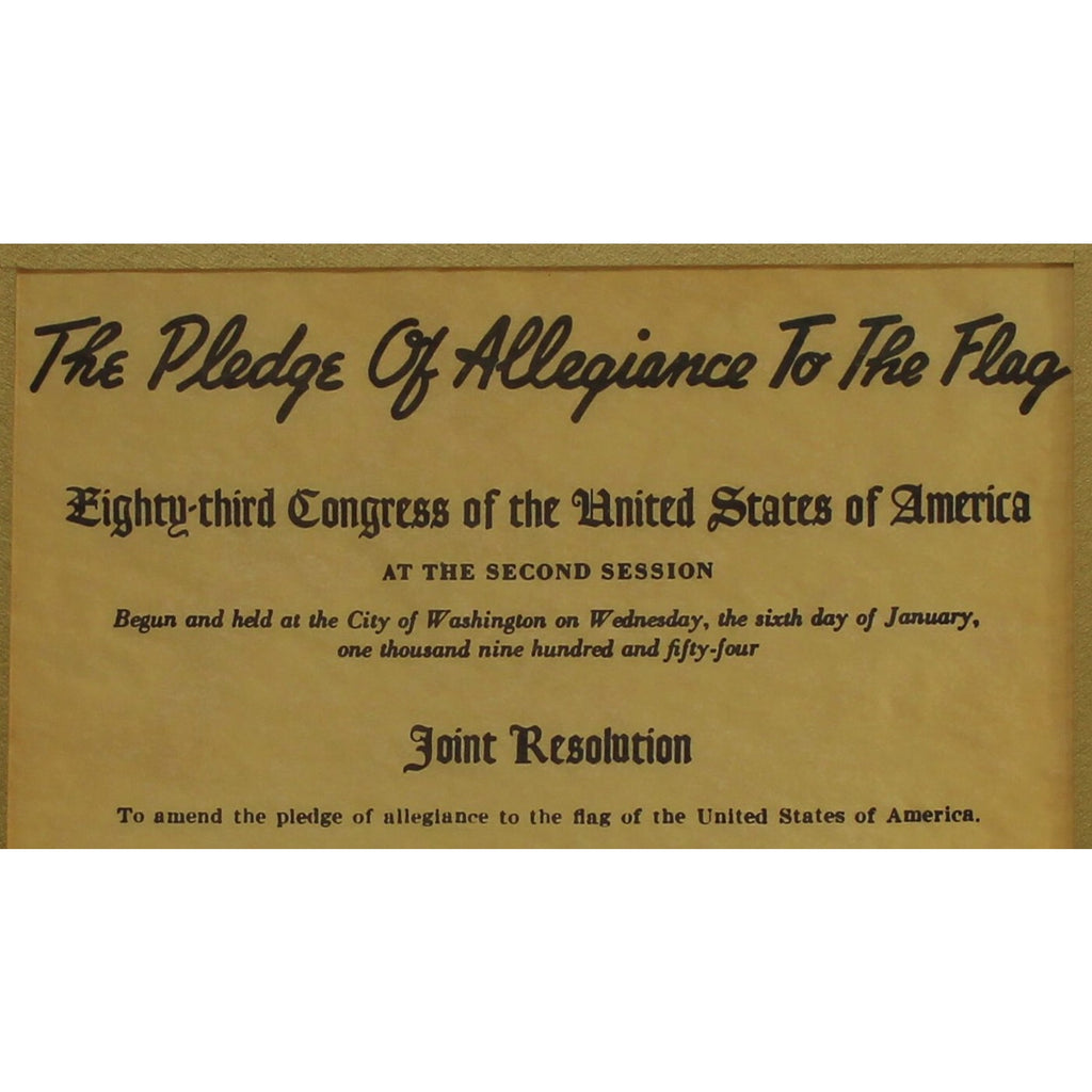 Framed Resolution of Congress to Amend the Pledge of Allegiance to the Flag 1954