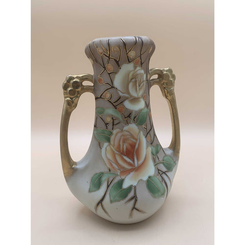 Antique 1911 Rare Nippon Hand Painted Floral Design With Gilded Gold Handles and