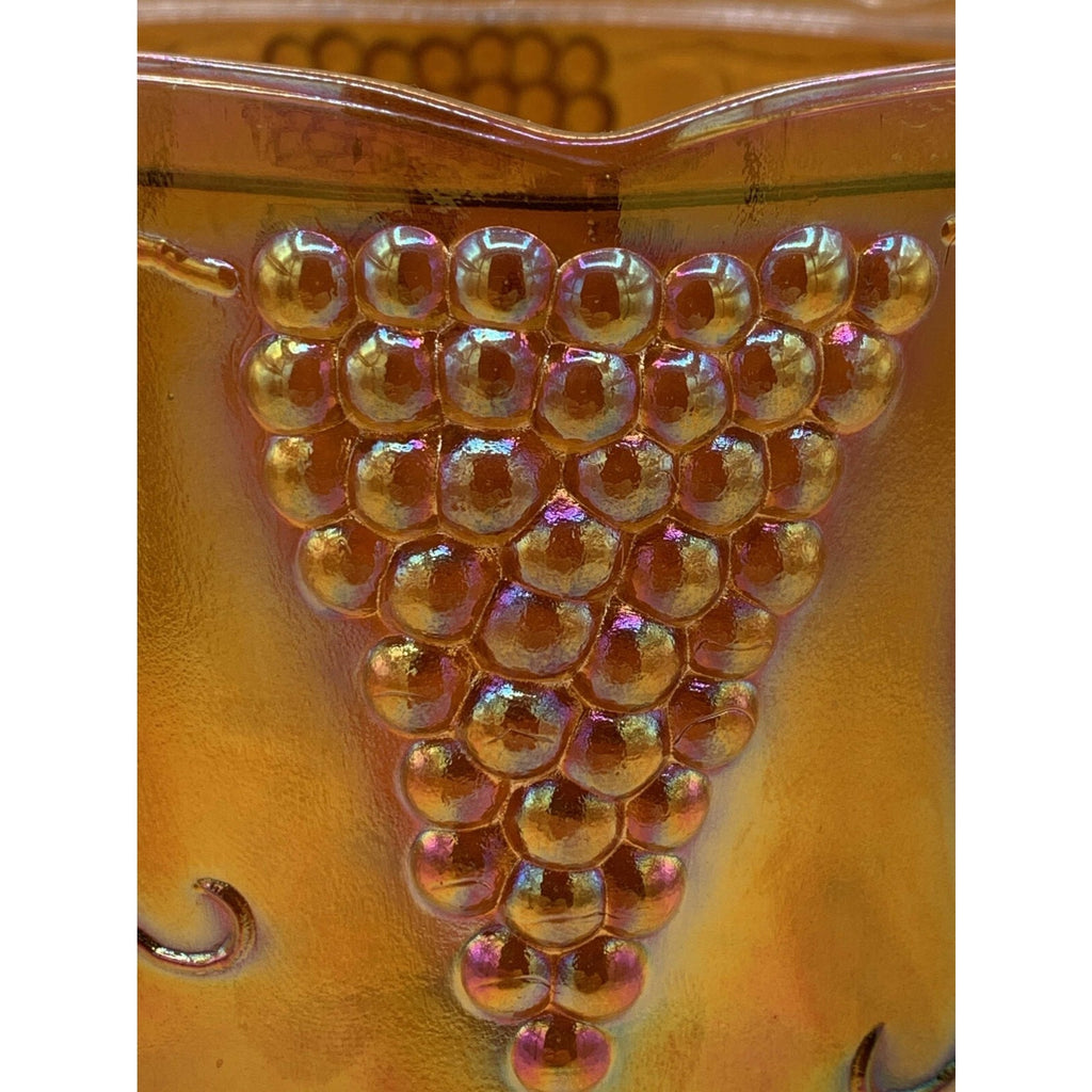 Vintage Indiana Iridescent Amber Gold Carnival Glass Harvest Grape Canister/Jar