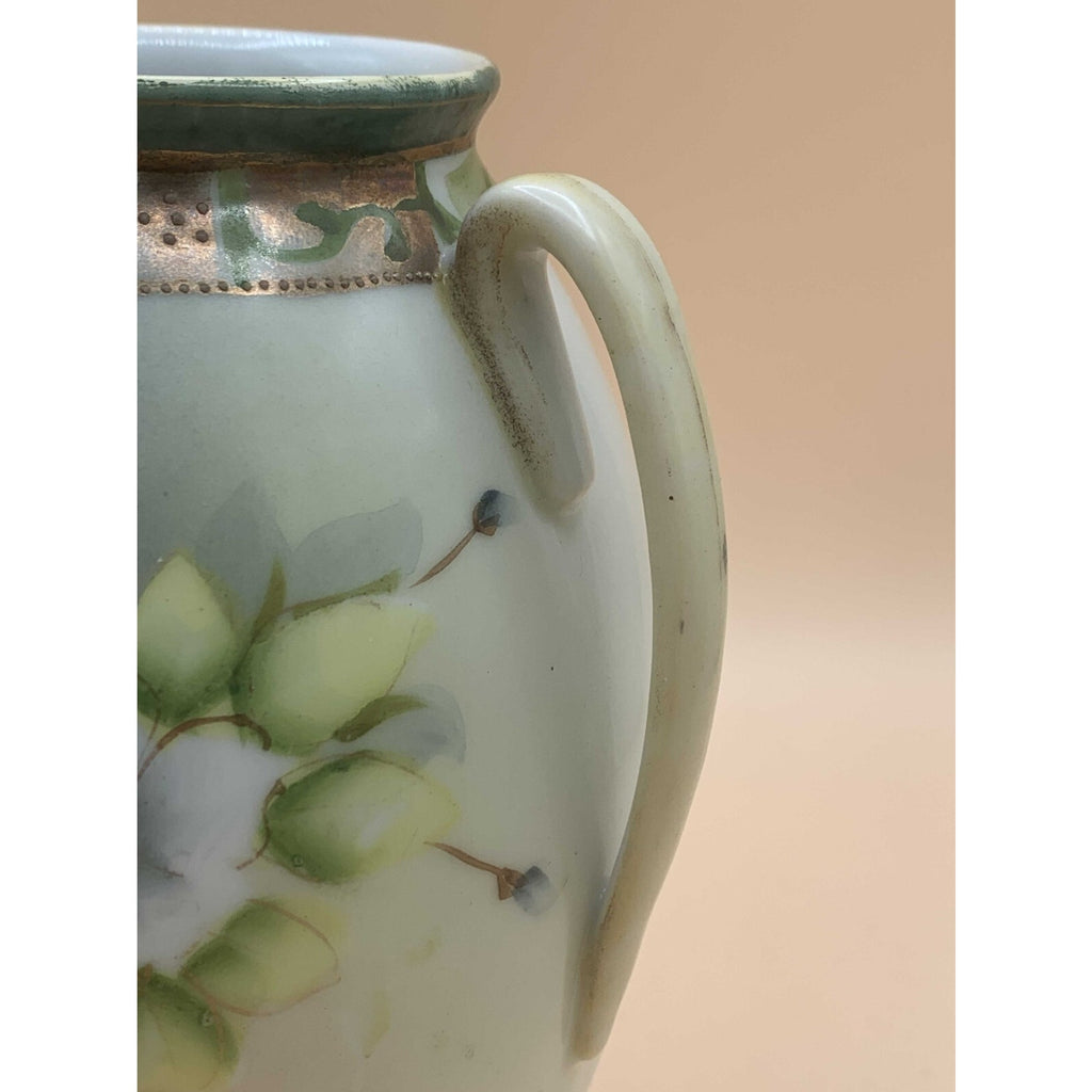 Antique 1911 Rare Morimura Brothers Nippon Floral 2-Handled Porcelain Vase With
