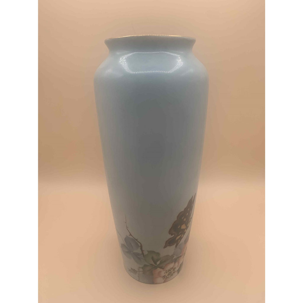 Antique C.T. Carl Tielsch Altwasser Silesia Hand Painted Floral Vase 1900s