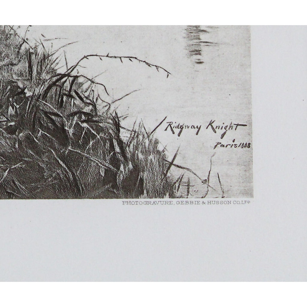 Antique Signed and Dated Photogravure “Hailing The Ferryman” by Ridgeway Knight