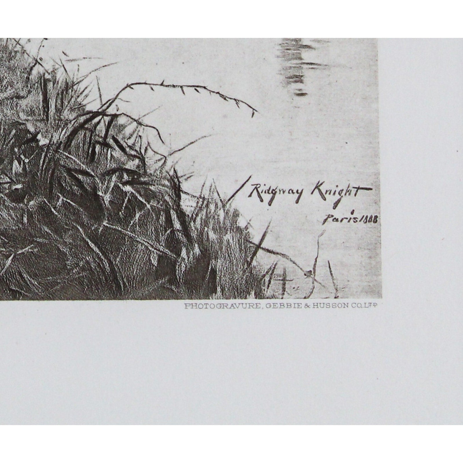 Antique Signed and Dated Photogravure “Hailing The Ferryman” by Ridgeway Knight