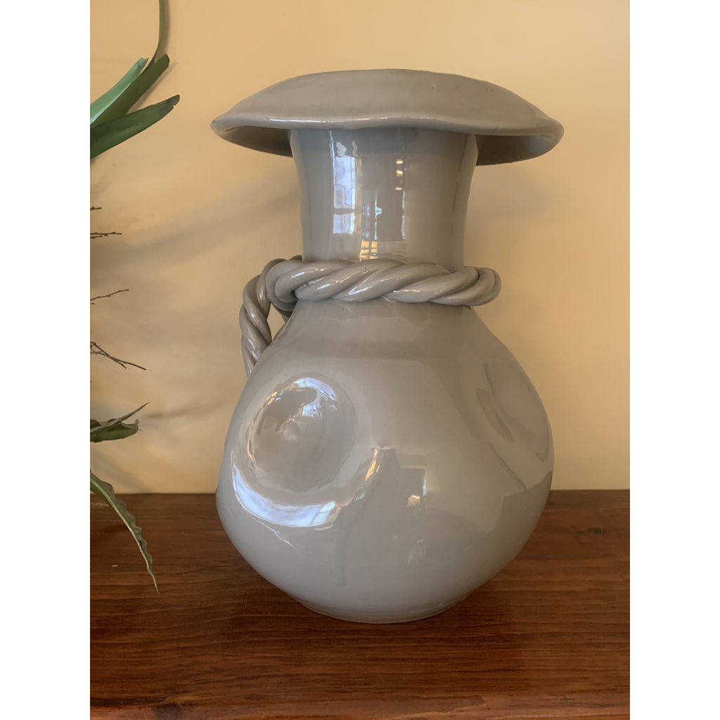 Large Italian Twisted Rope Wrapped Glazed Pottery Vase