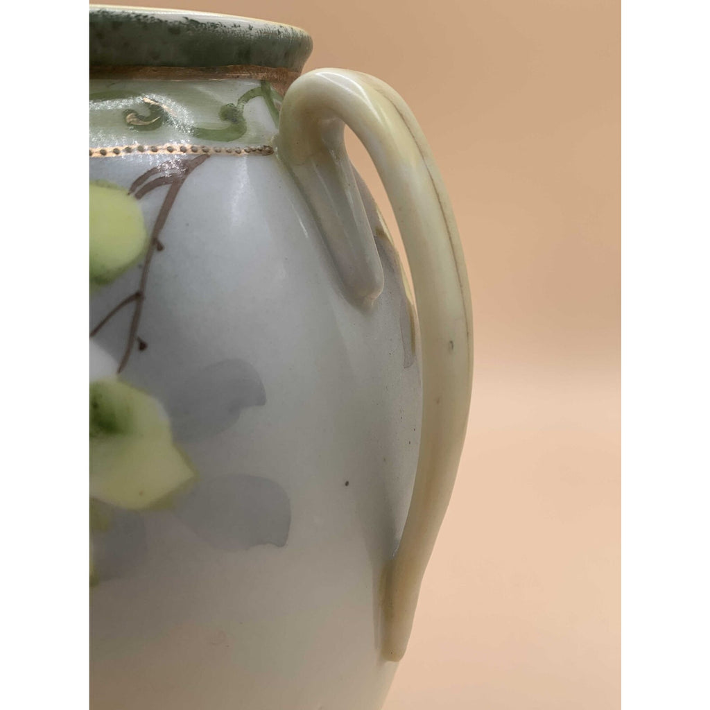 Antique 1911 Rare Morimura Brothers Nippon Floral 2-Handled Porcelain Vase With