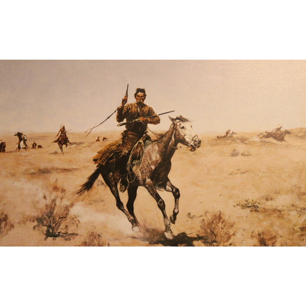 Framed Giclée Canvas Reproduction of “The Flight” by Frederic Remington