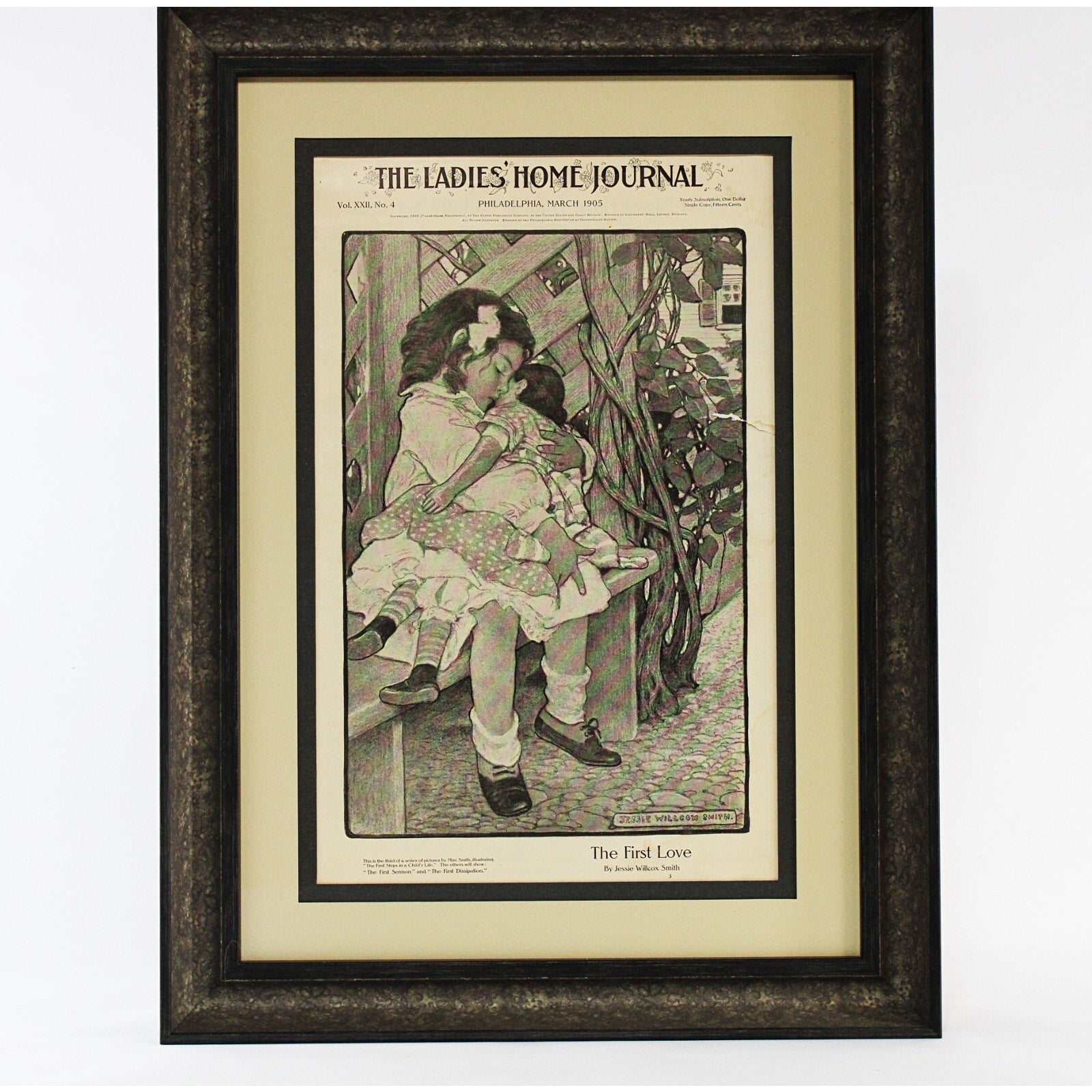 Antique Ladies Home Journal Cover Circa 1905 Matted and Framed