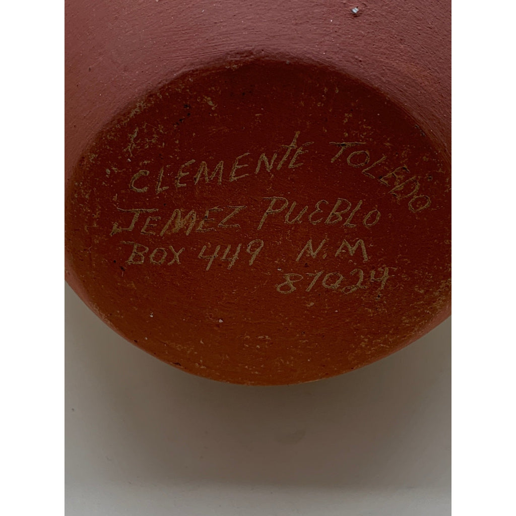 Vintage Signed Clemente Toledo Hand Painted Vase with Embedded Ornate Turquoise