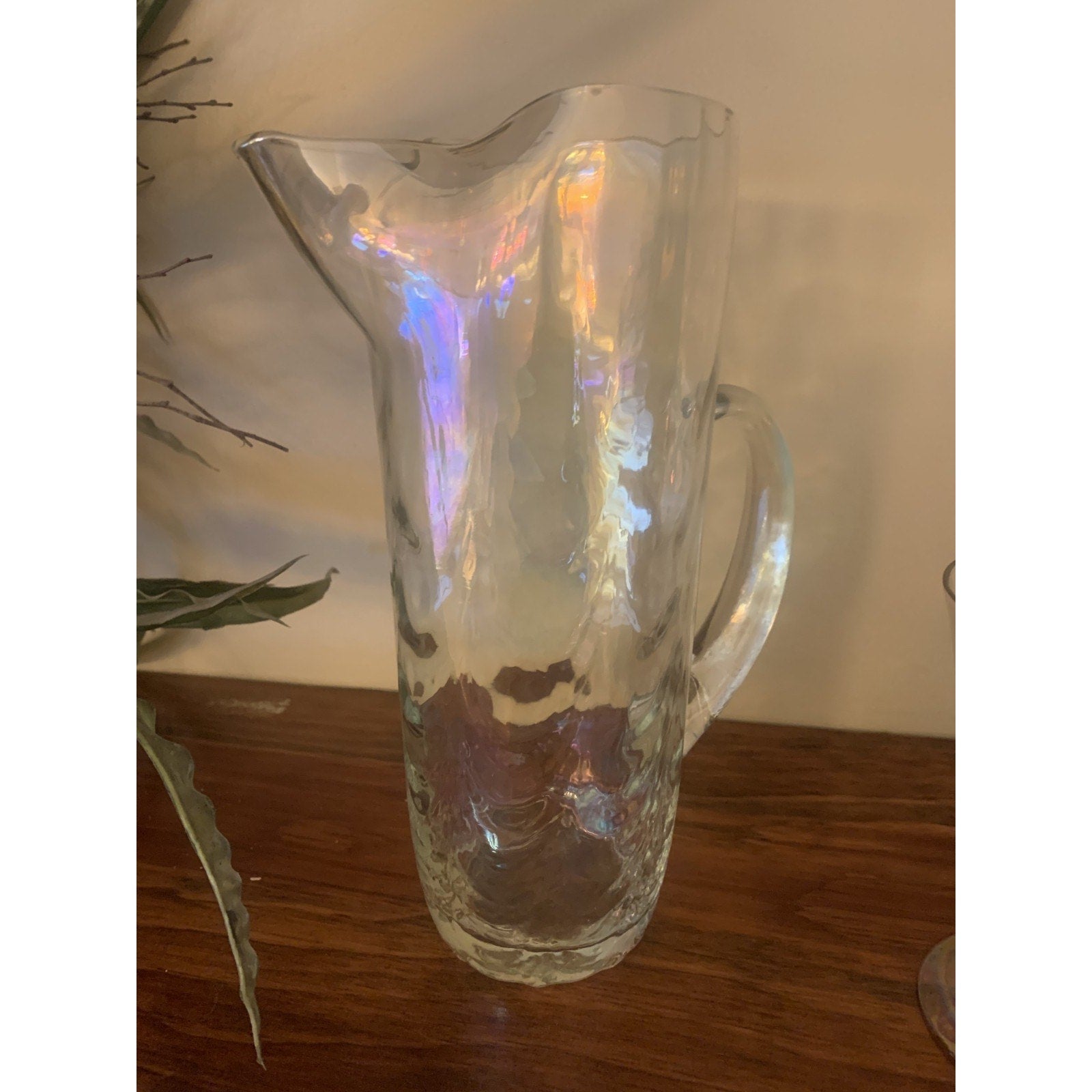 Mid-Century Modern (MCM) "Drapery" Cocktail Pitcher and Coordinating Glasses wit