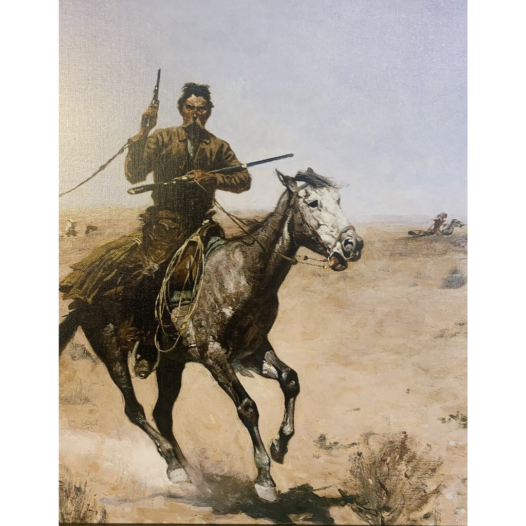 Framed Giclée Canvas Reproduction of “The Flight” by Frederic Remington