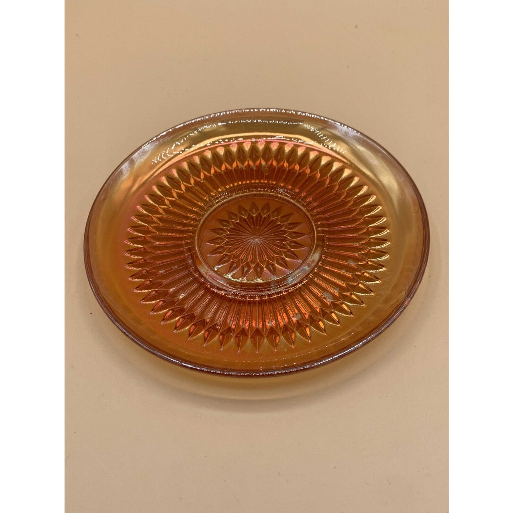 Vintage Jeanette Anniversary Marigold Carnival Glass Saucer - Or As A Replacemen