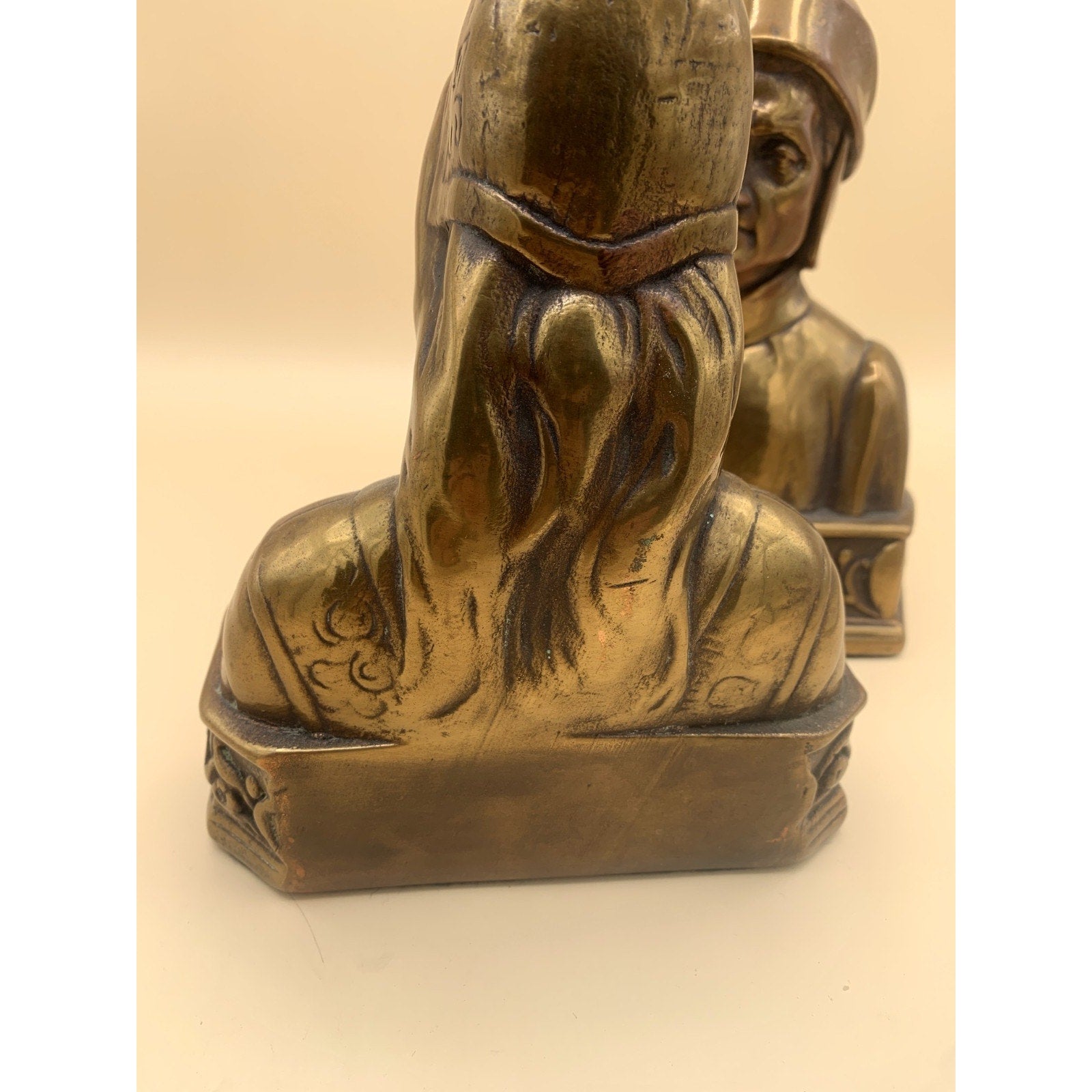 Pair Of Antique Bronze Clad Dante and Beatrice Bookends