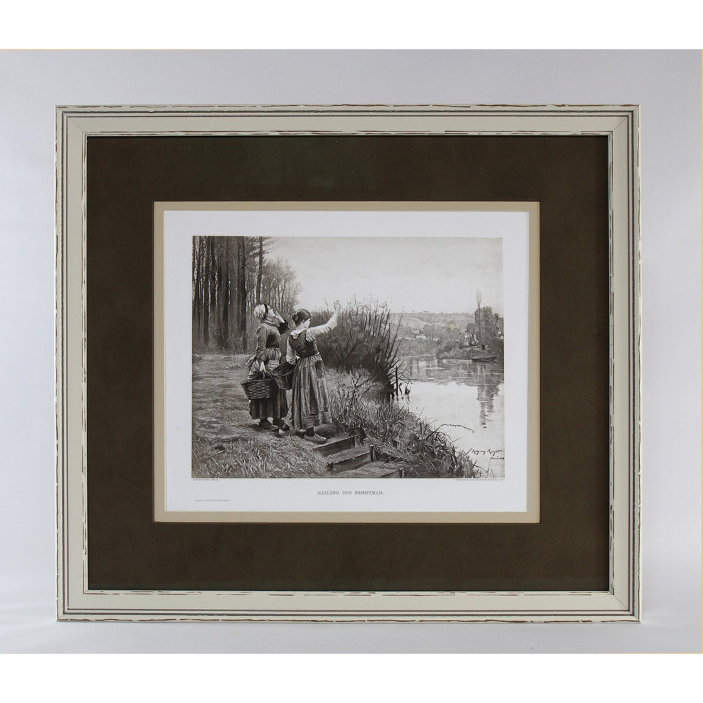 Antique Signed and Dated Photogravure “Hailing The Ferryman” by Ridgeway Knight