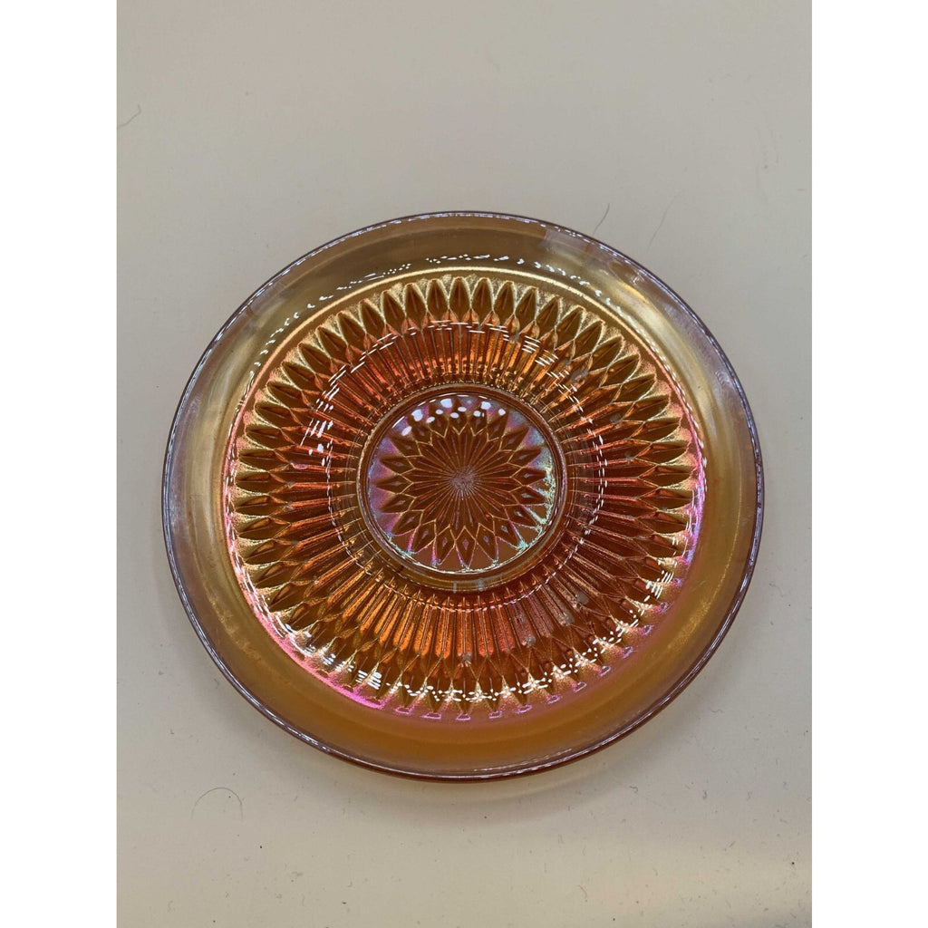 Vintage Jeanette Anniversary Marigold Carnival Glass Saucer - Or As A Replacemen