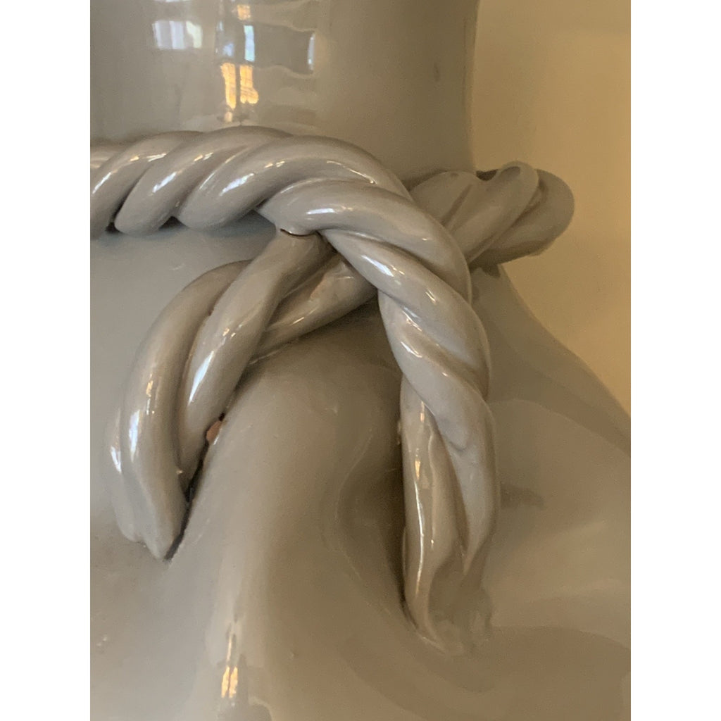 Large Italian Twisted Rope Wrapped Glazed Pottery Vase