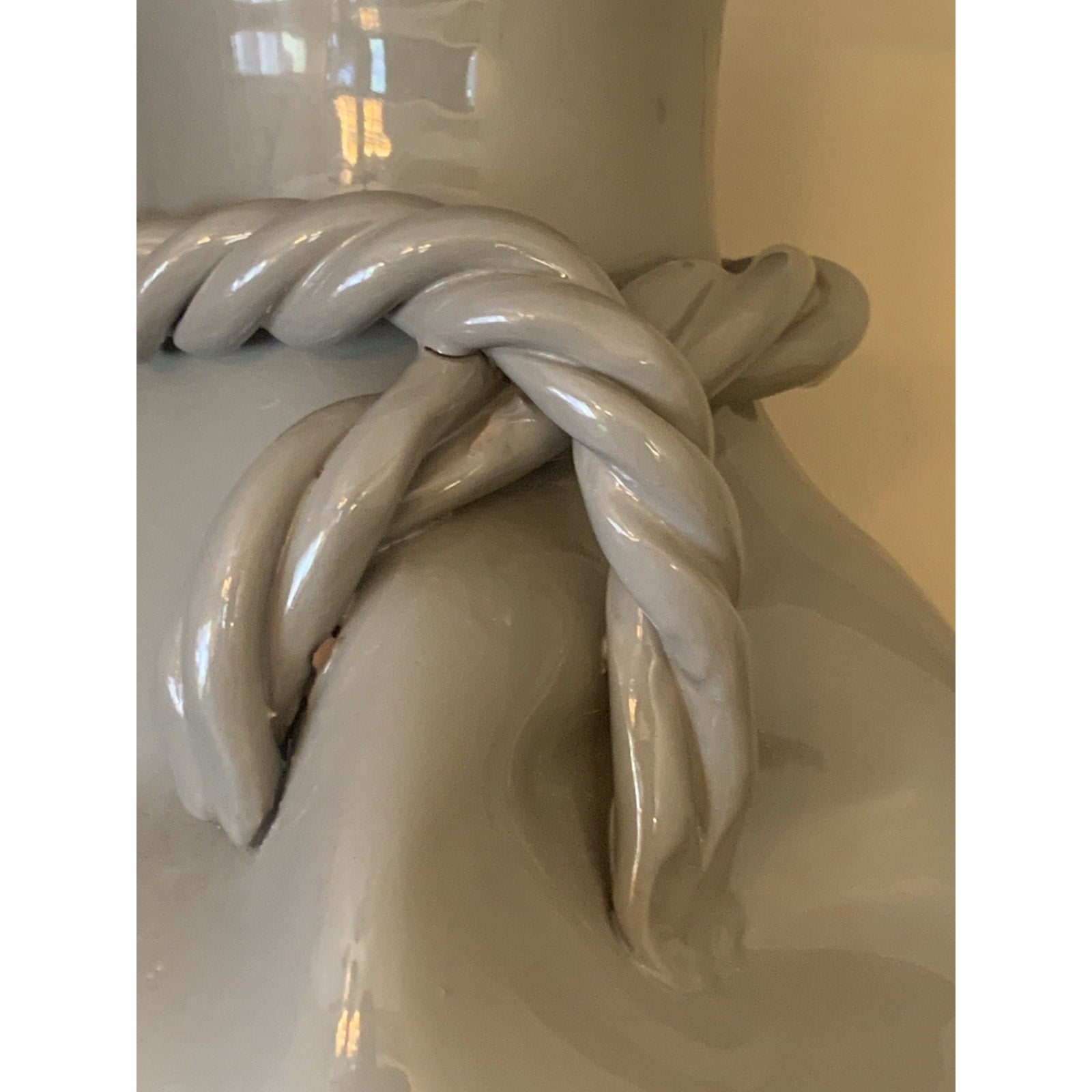 Large Italian Twisted Rope Wrapped Glazed Pottery Vase