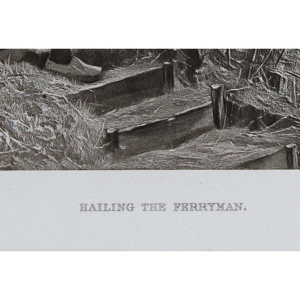 Antique Signed and Dated Photogravure “Hailing The Ferryman” by Ridgeway Knight