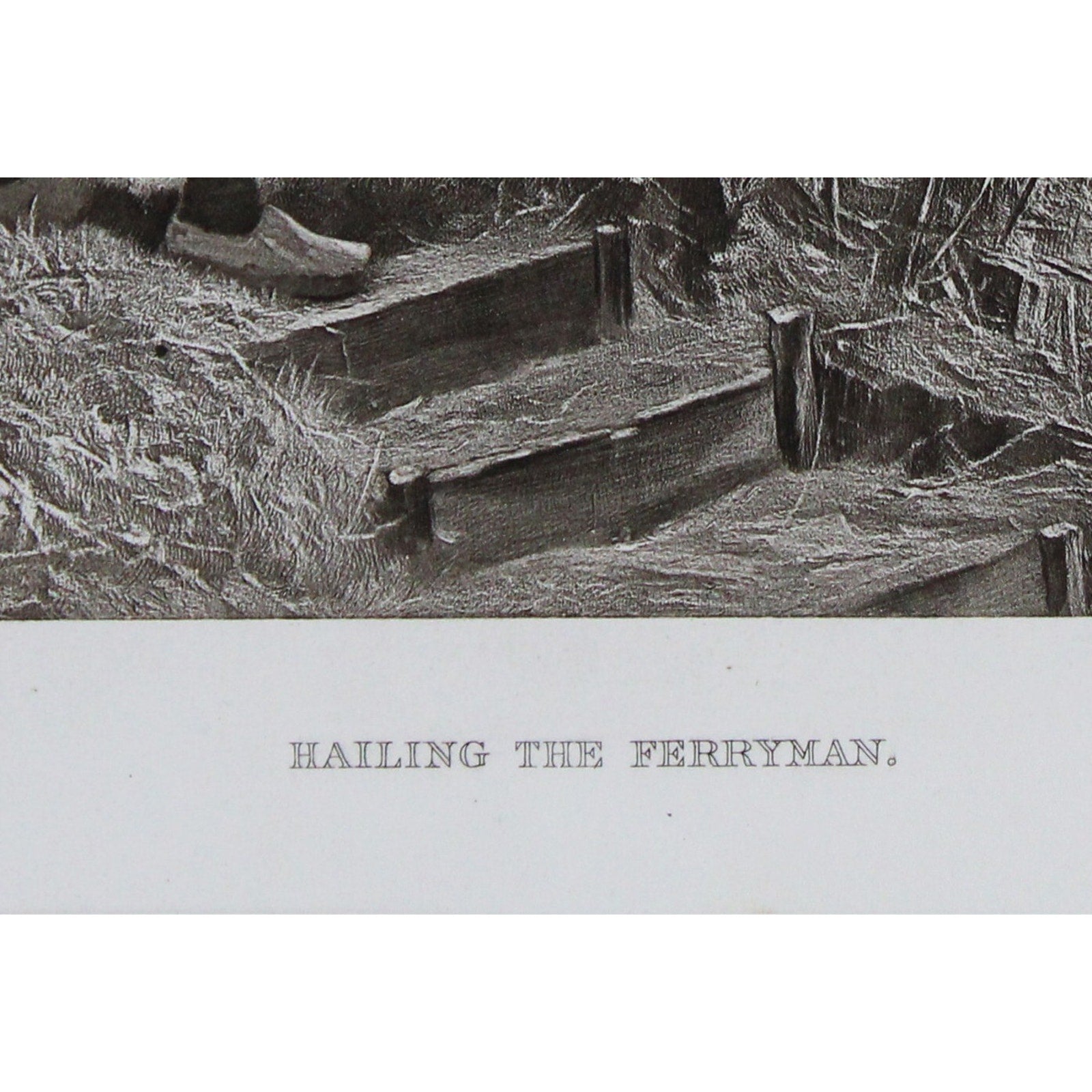 Antique Signed and Dated Photogravure “Hailing The Ferryman” by Ridgeway Knight