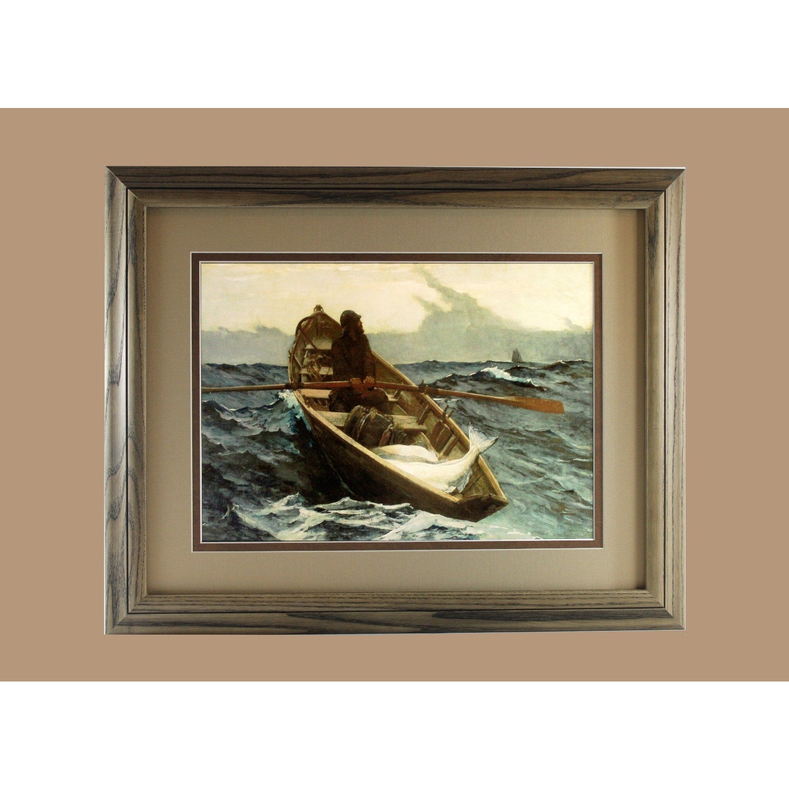 “Nebelwarnung” (The Fog Warning) by Winslow Homer Fisherman Painting Vintage Pri