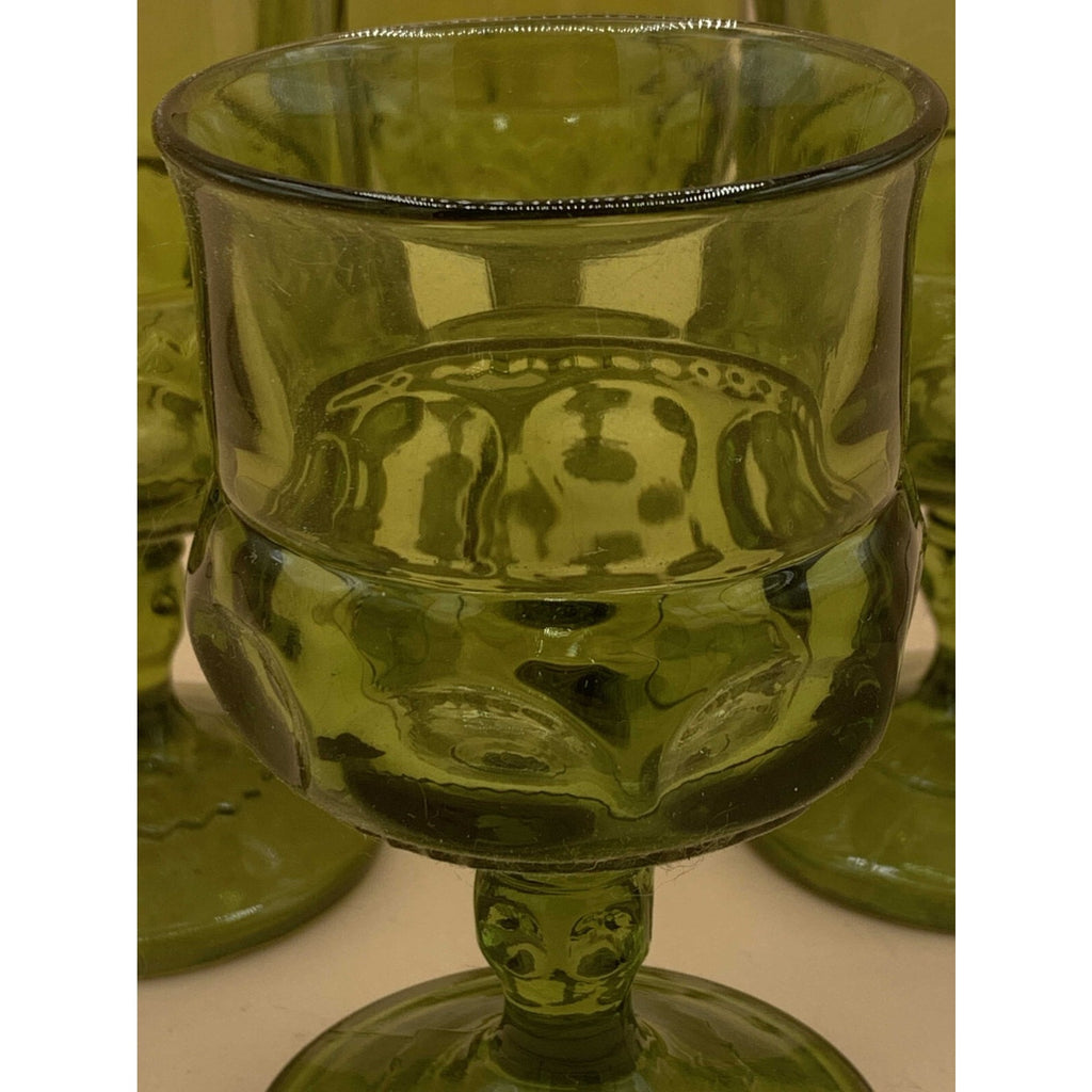Set of 4 Vintage Indiana Carnival Glass Kings Crown Thumbprint Stemmed Glass Avo