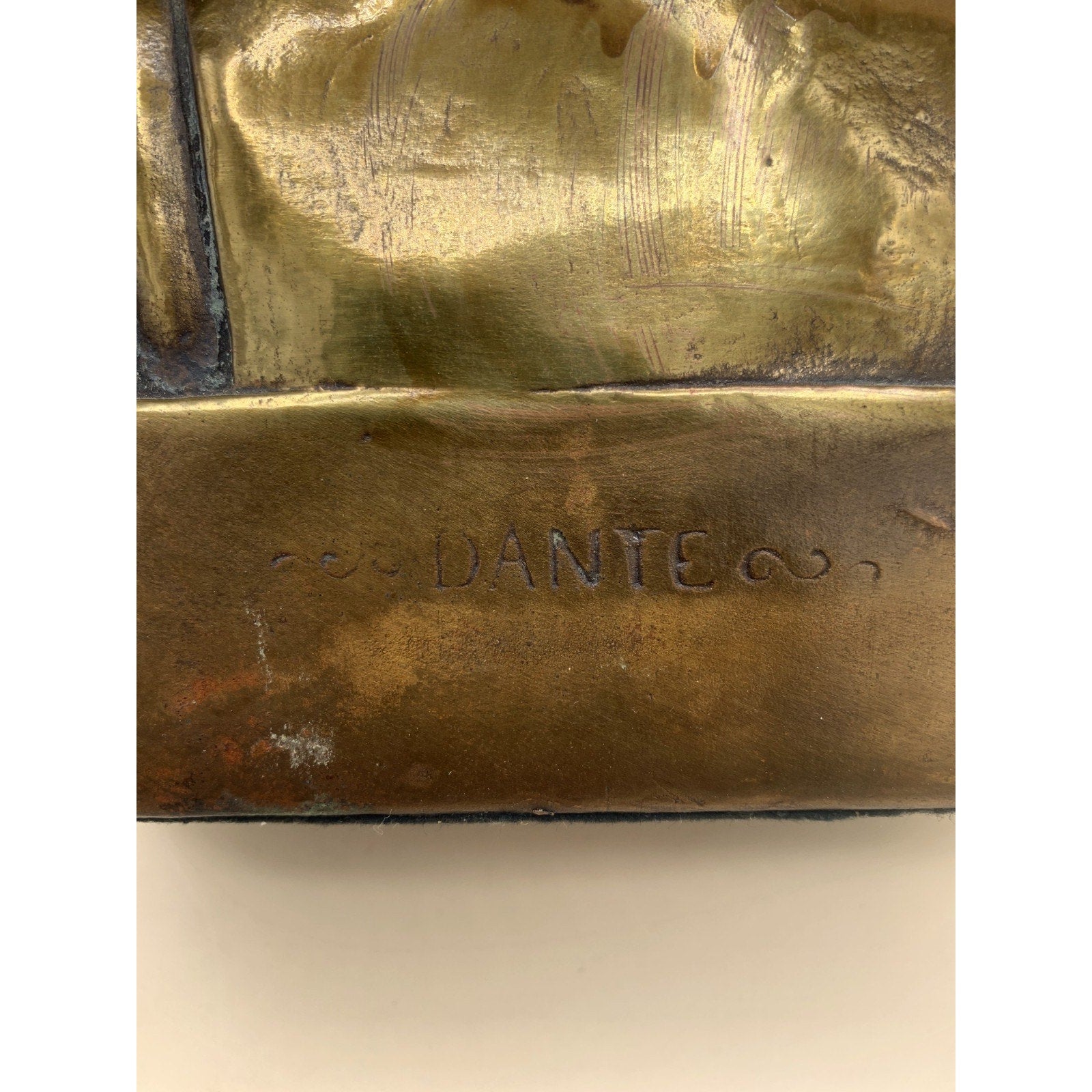 Pair Of Antique Bronze Clad Dante and Beatrice Bookends