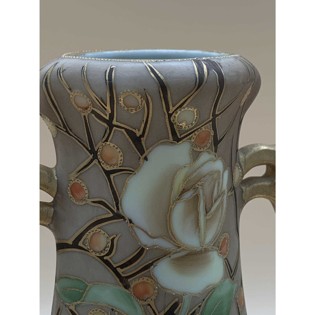 Antique 1911 Rare Nippon Hand Painted Floral Design With Gilded Gold Handles and