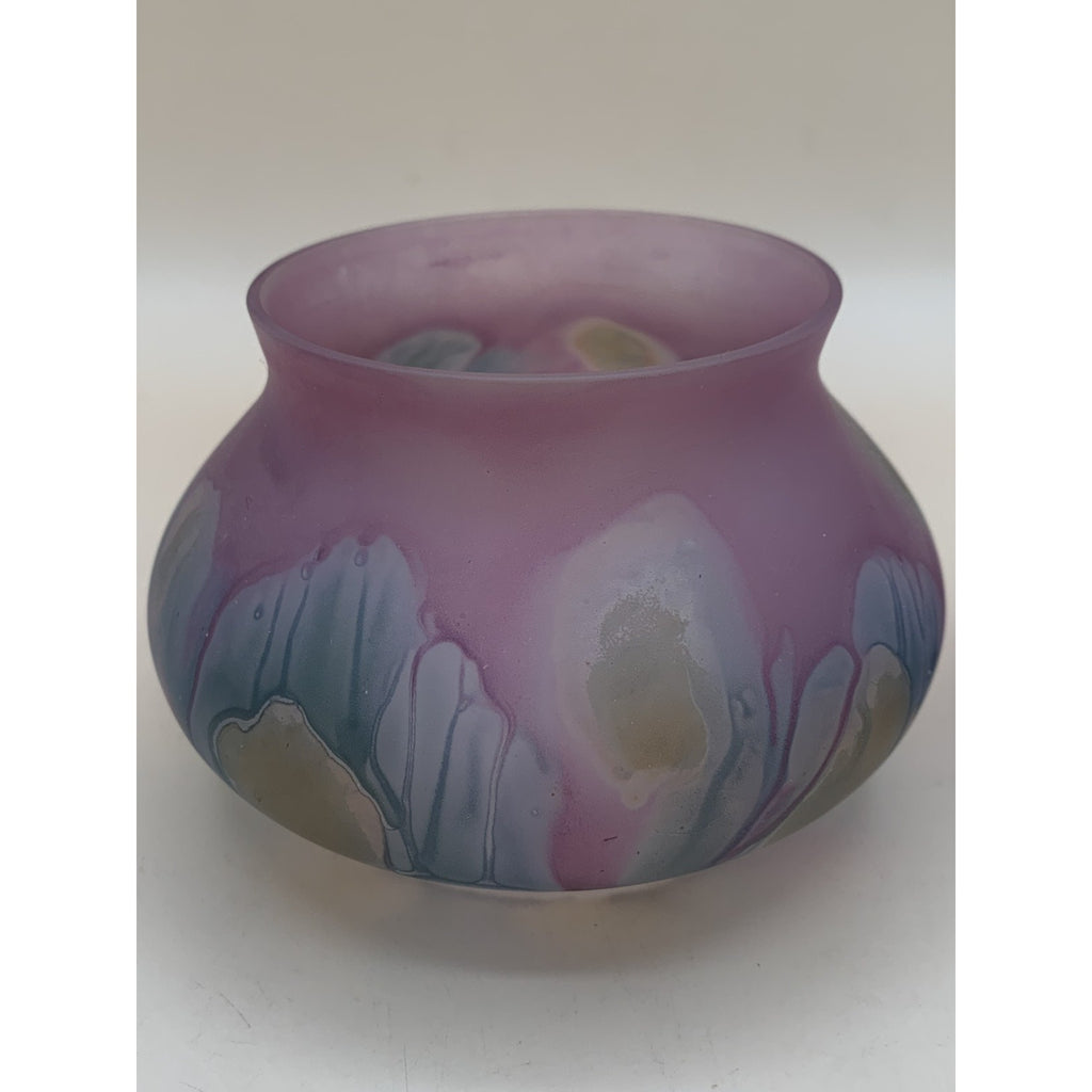 Rueven Art Nouveau Glass Hand Painted Covered Candy Dish