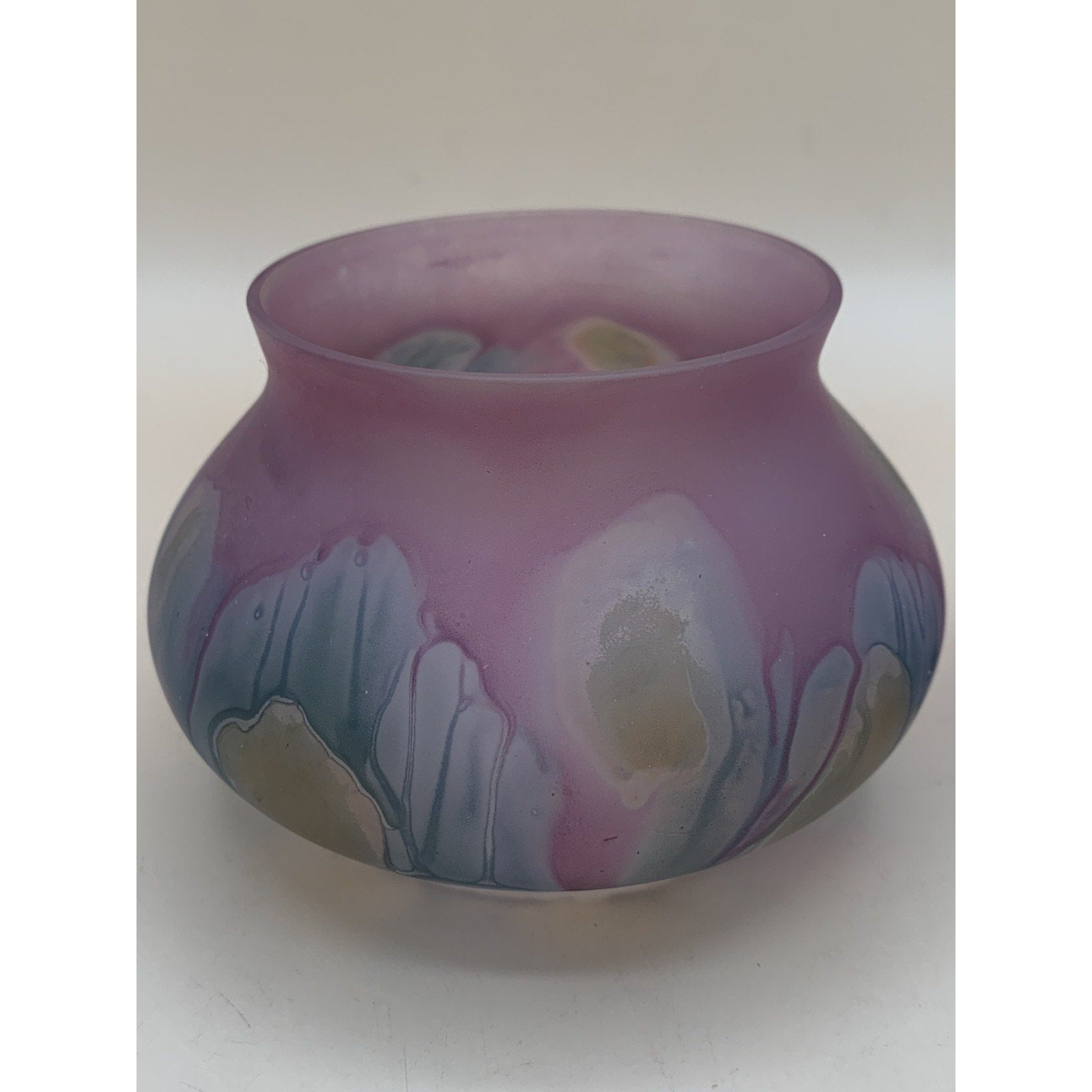 Rueven Art Nouveau Glass Hand Painted Covered Candy Dish