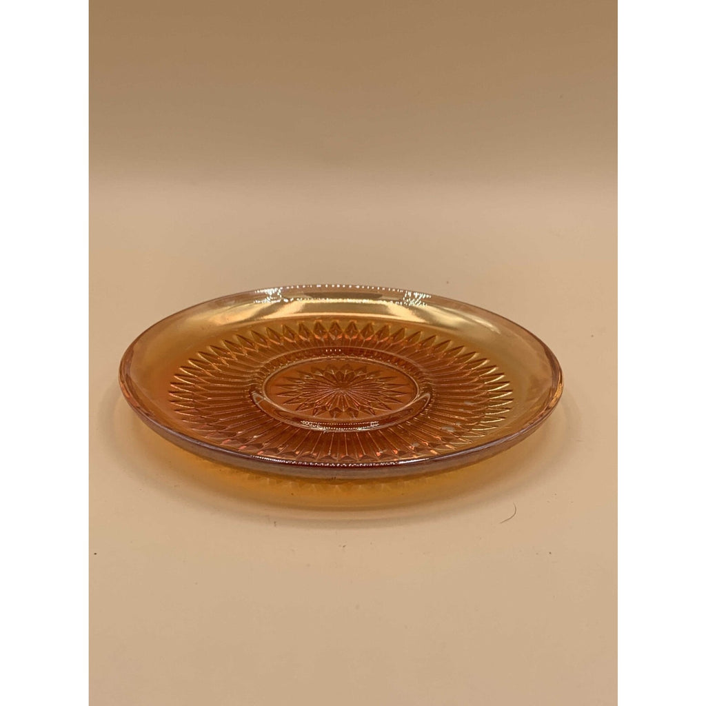 Vintage Jeanette Anniversary Marigold Carnival Glass Saucer - Or As A Replacemen