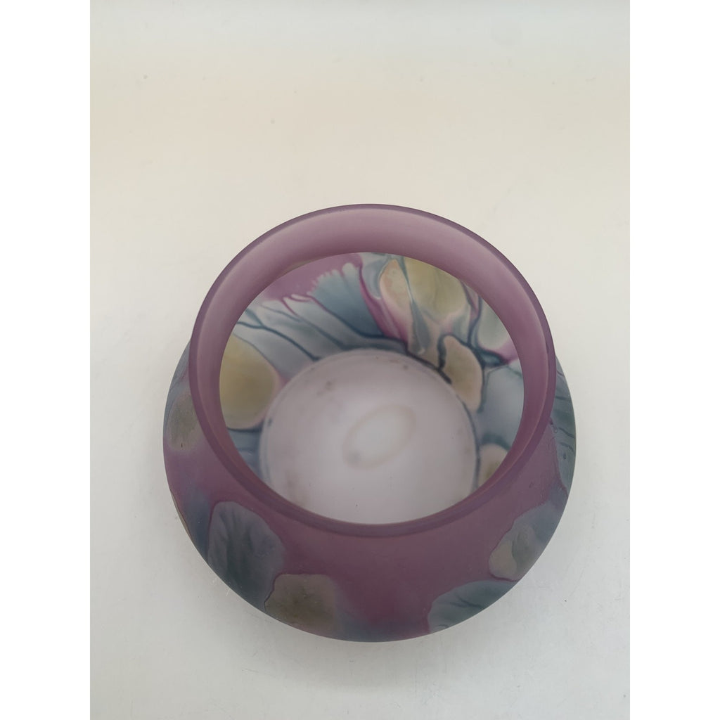 Rueven Art Nouveau Glass Hand Painted Covered Candy Dish