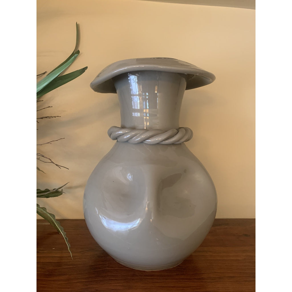 Large Italian Twisted Rope Wrapped Glazed Pottery Vase