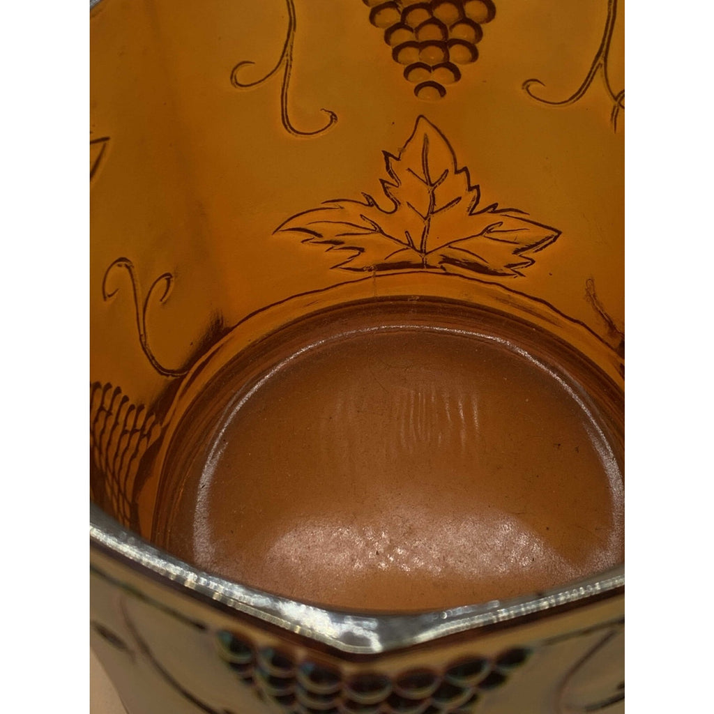 Vintage Indiana Iridescent Amber Gold Carnival Glass Harvest Grape Canister/Jar