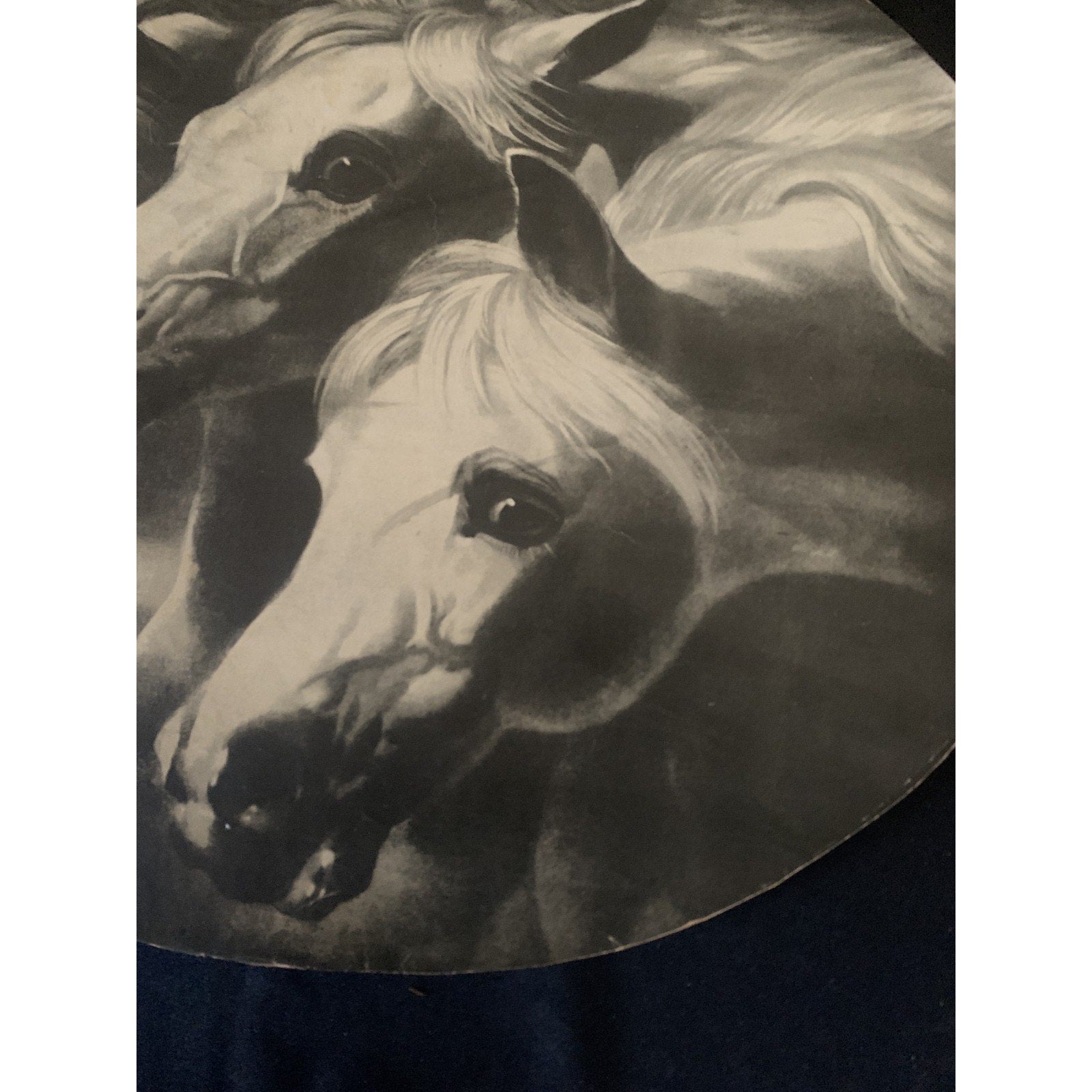 Large Oval B/W Print of "Pharoah's Chariot Horses" by John Frederick Herron