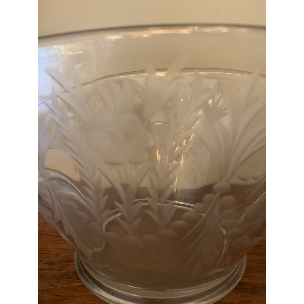 Vintage Crystal Art Deco Oval Console Bowl Centerpiece 14” with Winged Handles